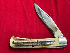 Vintage JH GLOVER Handmade 1 Blade Stag Handle Pocket Knife VERY CLEAN R525 picture