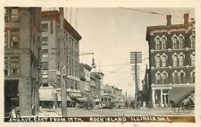 Illinois Rock Island 2nd Avenue 17th Trolley 1911 RPPC Photo Postcard 22-6348 picture