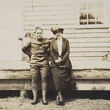 Man Loading Dock Fort Camp Devens MA Photo 1918 Vintage Original Snapshot E397 picture