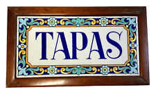 Vintage Spanish Majolica Ceramic Tile Framed Wall Plaque Sign Decor Tapas Food picture