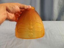 Satin Amber Glass Lamp Shade w/ Dragonfly Design 2 1/4