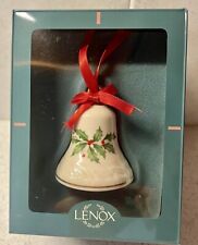 Lenox Holiday Holly and Berry Porcelain Bell Ornament With Gold Trim picture