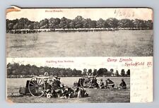 Springfield IL-Illinois, Dress Parade, Gattling Gun, Camp Lincoln c1906 Postcard picture