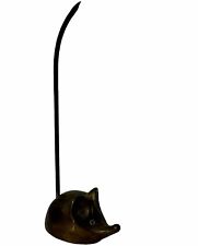 Vintage Paperweight Mouse Long Tail Note Receipt Paper Ring Holder Brass Desk 6” picture