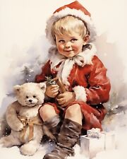 8x10 Vintage Color illustration Art Print Children Christmas #5 picture