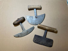3-19thc PRIMITIVE Hand Forged STEEL + WOOD Handle FOOD CHOPPERS picture