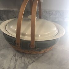 longaberger pottery 3 qt heirloom ivory roaster oven with basket and liner USA picture