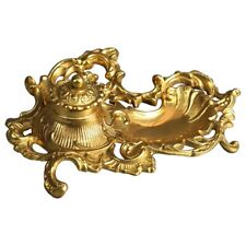 French Louis XIV Style Gilt Bronze Foliate Form Inkwell 20thC picture