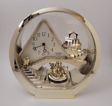 Clock 70s Rhythm Quartz Animated Stairway To Heaven Angels Trumpet Goldtone VTG picture