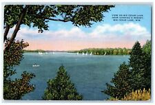 c1940's View On Big Cedar Lake On Gonring's Resort Big Cedar Lake WI Postcard picture