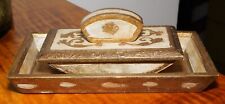 Vintage Italian Venetian Florentine Painted Gold Gilded Ink Blotter & Pen Tray picture