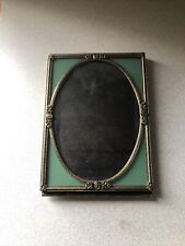 Vintage French Picture frame, reverse painted glass, brass Ormolu, Oval Window picture