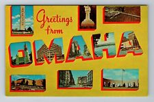 Omaha NE-Nebraska, LARGE Letter Greetings, Antique, Vintage Souvenir Postcard picture