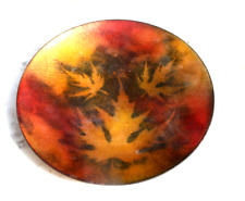 Vintage  Enamel on Copper Small Maple Leaf Plate-signed PK picture