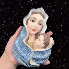 Vintage Chalkware Madonna And Child Wall Hanger Figurine Mounted Painted Heavy picture