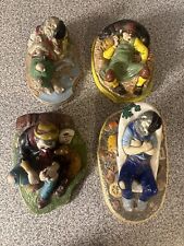 Lot Of 4 - Vintage Chalkware Heavy Piece Hobos Sleeping picture