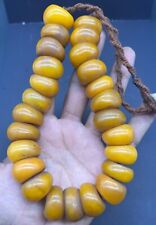Ancient Rare Old Tibetan Antiquities Natural Baltic Amber Strand Beads Big Sizes picture