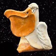 Studio Pottery Pelican Bird Napkin Holder Signed by Artist Figurine 3.25”T 3”W picture