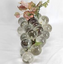 Vintage Glass Lucite Grapes Cluster Clear Wood Mid Century MCM Large picture