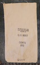 Vintage Canvas Coin Bag U.S. Mint Cents $50 About 17 in x 10 in - A picture