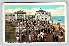 Asbury Park NJ-New Jersey, Boardwalk At Seventh Avenue, Vintage c1930 Postcard picture