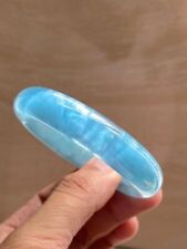 56mm Natural Blue Aquamarine Crystal Gemstone Bangle Bracelet Handmade picture
