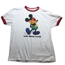 Disney Rainbow Mickey Shirt Unisex Large ringer Tee short sleeve white picture