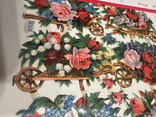 Antique Die-Cut Embossed Flowers in cart Un-cut J&B 32500 Germany picture