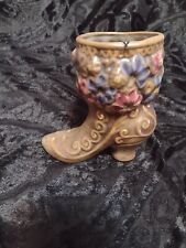 Vintage 1979 Floral Porcelain Boot Victorian style  picture