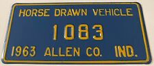 Vintage 1963 Horse Drawn Vehicle License Plate Allen County Amish Buggy Tag 1083 picture