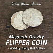 Magnetic Gravity Flipper Coin (Walking Liberty Half Dollar) Close Up Magic Trick picture
