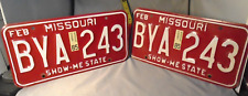 Vintage Pair 1985 Feb February Missouri License Plates Man Cave Decor BYA243 picture