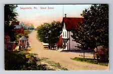 Sargentville, ME-Maine, Small Town Main Street c1910, Vintage Postcard picture
