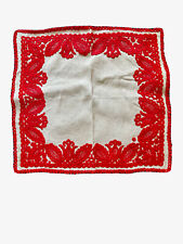 Vintage Densely Embroidered Table Mat Handmade Sweden 23” Red & White Christmas picture