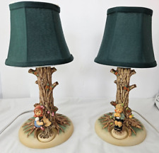 Pair of GOEBEL LAMPS  w/ Apple a Day Boy & Apple Tree Girl Figurine 2003 403 141 picture