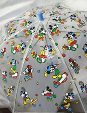 Vintage Children's Mickey Mouse Sports Theme Clear Vinyl Disney Umbrella 1970s picture
