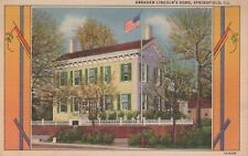 Springfield Illinois Abraham Lincolns Home  Vintage Linen Postcard picture