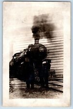 Train Postcard RPPC Photo Double Exposure Trick Photography c1910's Antique picture