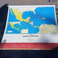Vintage George F. Cram school Pull Down Map Of Central America VERY RARE picture