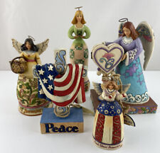 LOT of 5 Jim Shore Angel Figures - 4 Angels & 1 Cross with Flag  picture