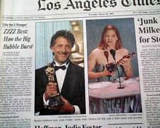 Best RAIN MAN Dustin Hoffman Wins Movie Oscars & Michael Milken 1989 Newspaper picture