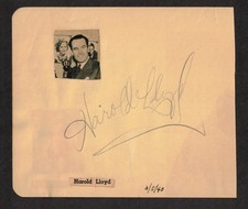 Harold Lloyd & Andy Devine Original Dual-Signed Autograph Album Page Dated 1940 picture
