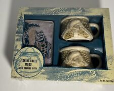 vintage 2007 sherwood brands fishing creel coffee mugs and cookie tin picture