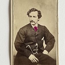 Antique 1860s CDV Photograph President Lincoln Assassin John Wilkes Booth Tinted picture