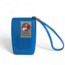 Elgin Vintage 60s Portable AM Transistor Radio Blue Tested Working picture