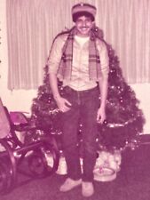 DD) Photograph Handsome Mustache Mustachioed Gay Man Christmas Tree 1980's picture
