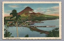 Mayon Volcano Philippines Linen Postcard Tropical Vintage PC picture