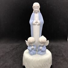 Vintage Lefton Mary Madonna With Angels Cherubs Music Box Tested Works picture
