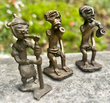 PRE-1900 LOT OF 3 AFRICAN GOLDWEIGHTS *MUSICIANS* MINI SCULPTURES [GHANA] picture