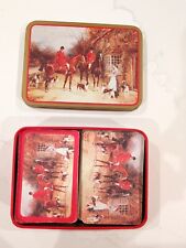 Vintage 1991 Current English Manor Playing Cards in Tin 2 Decks Hunting scene picture